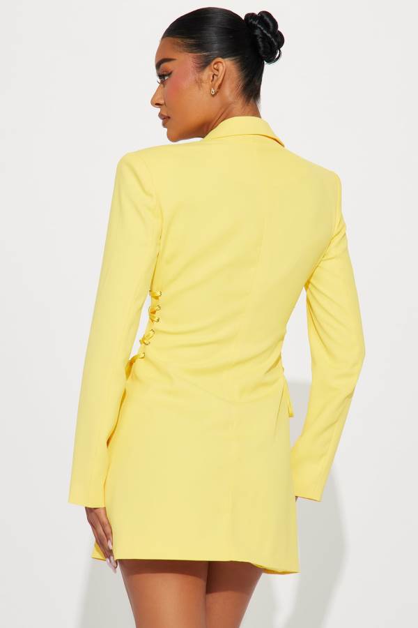 Yellow Fashion Nova Jade Blazer Mini Women Dress USA | 108674ONC